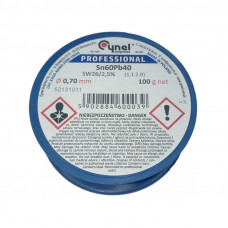 Припій дротяний, 0.7mm, 100g, з флюсом, CYNEL Sn60Pb40-SW26/2.5% Ø0.7, 100g Припій дротяний, 0.7mm, 100g, з флюсом, CYNEL Sn60Pb40-SW26/2.5% Ø0.7, 100g