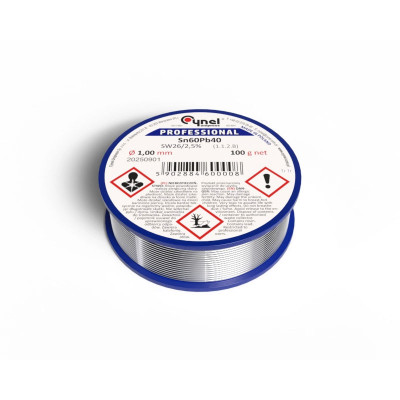 Припій дротяний, 1.0mm, 100g, з флюсом, CYNEL Sn60Pb40-SW26/2.5% Ø1.0, 100g