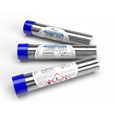 Припій у колбі, 1.0mm, 16g, з флюсом, CYNEL Sn60Pb40-SW26/2.5% Ø1.0, 16g