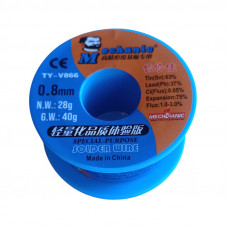 Припій дротяний, Ø0.8mm, 40g (28g), з флюсом, Mechanic TY-V866 Припій дротяний, Ø0.8mm, 40g (28g), з флюсом, Mechanic TY-V866