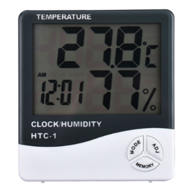 Метеостанция, термометр, гигрометр, часы, будильник HTC-1